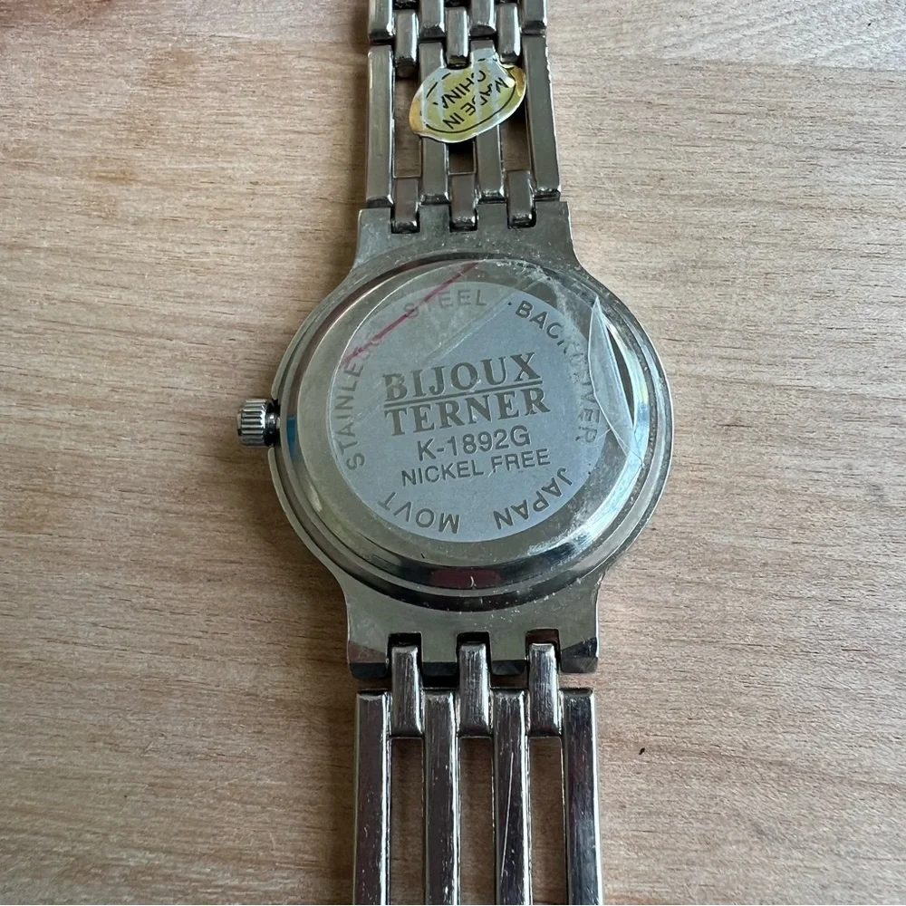 Bijou terner men’s silver tone diamond museum style mens watch NEW BATTERY